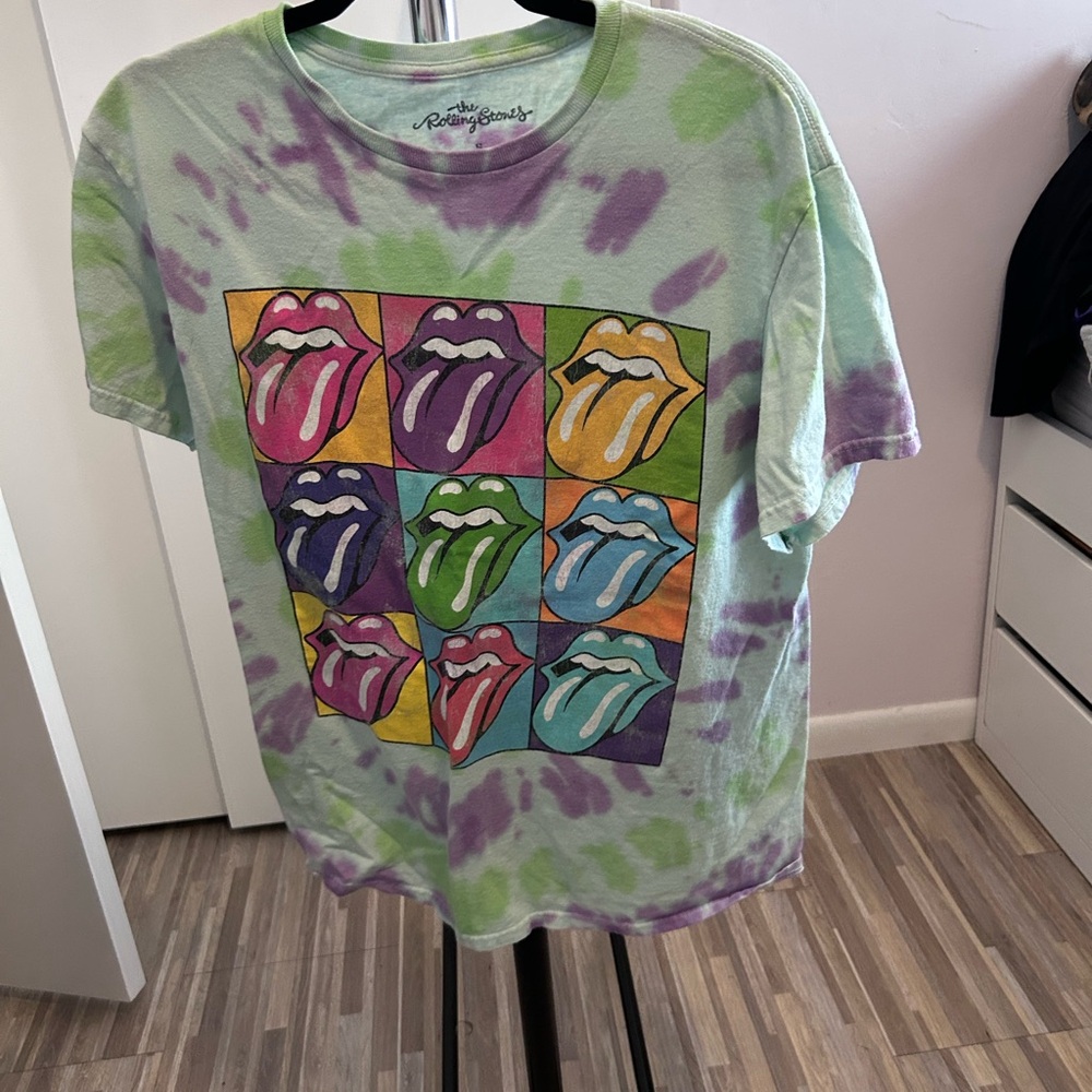The Rolling Stones Men’s Tie-Dye T-Shirt - Green and Purple